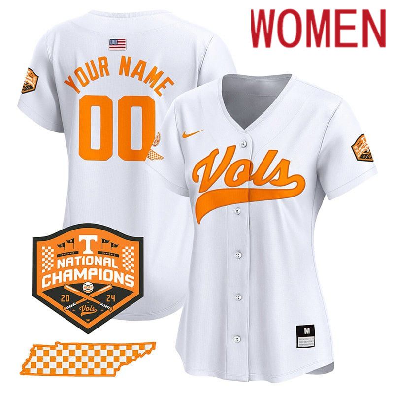Women Tennessee Volunteers White 2024 Nike Champions Vapor Premier Limited Custom NCAA Jersey->customized nfl jersey->Custom Jersey